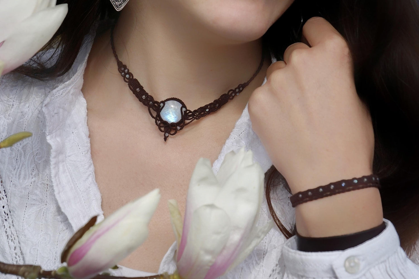 Parure Jour de pluie labradorite blanche (lot de 2) - Coton & Astrance