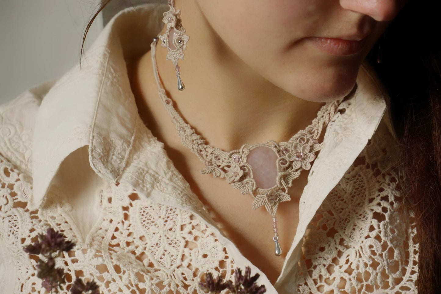 Parure quartz rose Spécial Mariage (lot de 2) - Coton & Astrance