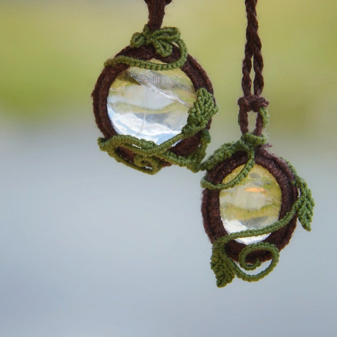 Collier pendentif elfique en citrine translucide - Coton & Astrance