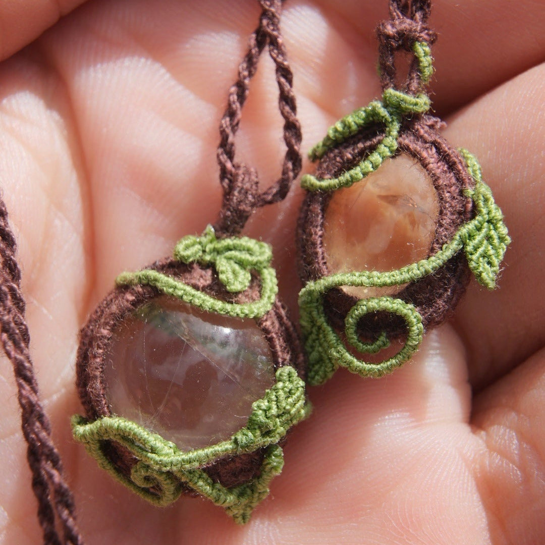 Collier pendentif elfique en citrine translucide - Coton & Astrance