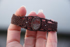 Bracelet homme manchette en micromacramé – Pierre de Soleil de l'Oregon Verte – Bijou elfique, celtique, ajustable, Bijou de couple - Coton & Astrance