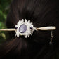 Broche à Cheveux en Micro Macramé, Bois de Frêne et Améthyste - Coton & Astrance