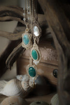 Collier Sautoire Micro Macramé avce Amazonite, Nacre & Goutte Doré - Coton & Astrance