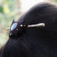 Barrette à Cheveux en Micro macramé Bois de Pommier et Œil de Tigre - Coton & Astrance
