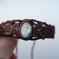 Bracelet homme manchette en micromacramé – Pierre de Soleil de l'Oregon Verte – Bijou elfique, celtique, ajustable, Bijou de couple - Coton & Astrance