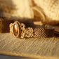 Bracelet manchettee en micro macramé avec pierre de soleil de l’Oregon - Coton & Astrance