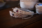 Bracelet Réglable en Micro Macramé avec Grenat Hessonite rouge - Coton & Astrance