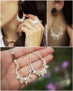 Boucles d’Oreilles en Micro Macramé avec nacre - Coton & Astrance