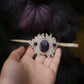 Broche à Cheveux en Micro Macramé, Bois de Frêne et Améthyste - Coton & Astrance