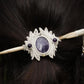 Broche à Cheveux en Micro Macramé, Bois de Frêne et Améthyste - Coton & Astrance