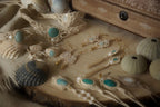 Collier Sautoire Micro Macramé avce Amazonite, Nacre & Goutte Doré - Coton & Astrance