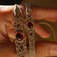 Bracelet Réglable en Micro Macramé avec Grenat Hessonite rouge - Coton & Astrance