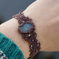 Bracelet manchette en Pierre de Soleil de l'Oregon et Grenat Rouge - Coton & Astrance