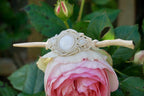 Barrette à Cheveux Macramé et Épingle à Cheveux en Bois de Frêne et Nacre - Coton & Astrance