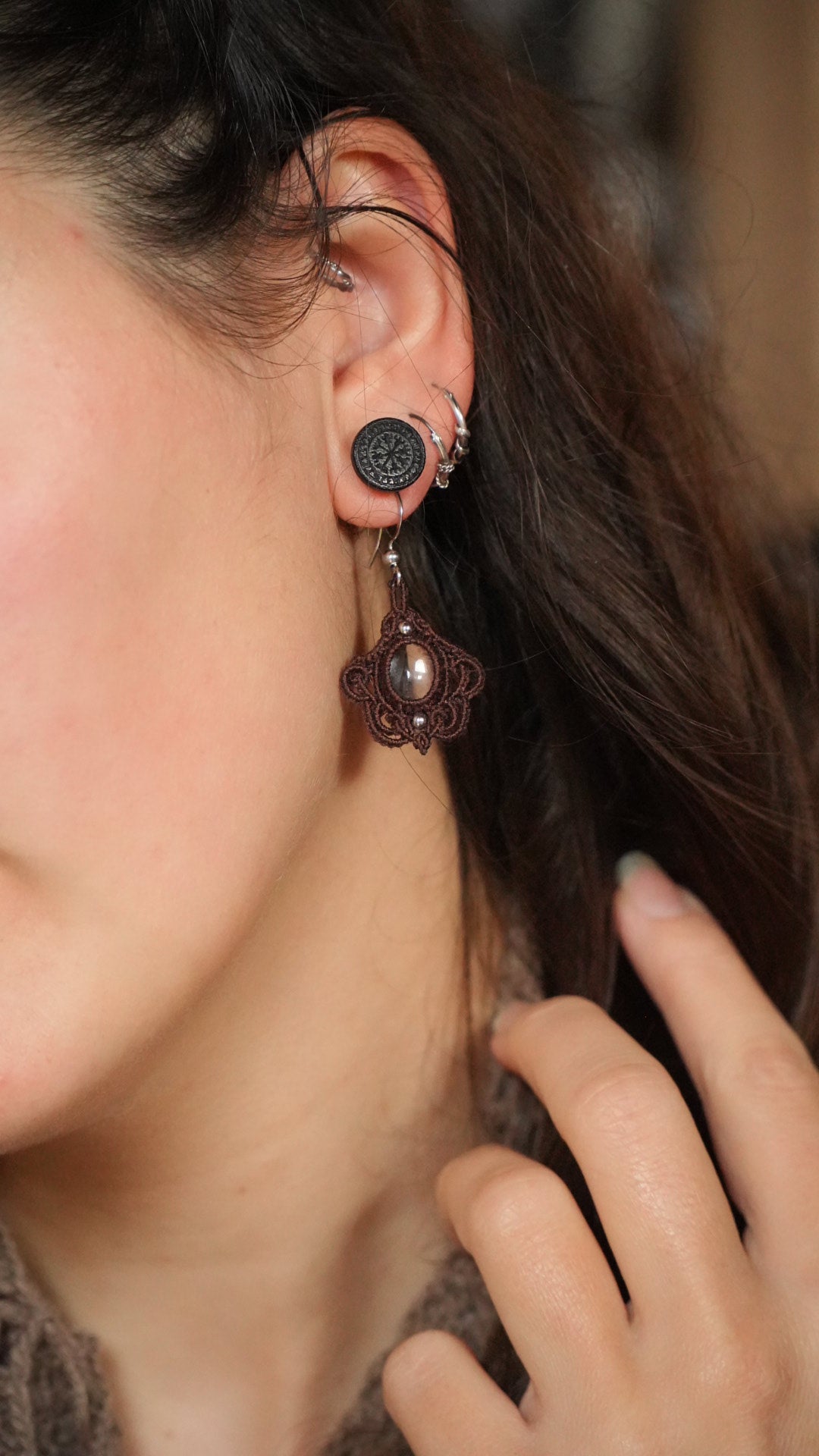 Bijou bohème elfique hivernal fait main en quartz Coton et Astrance