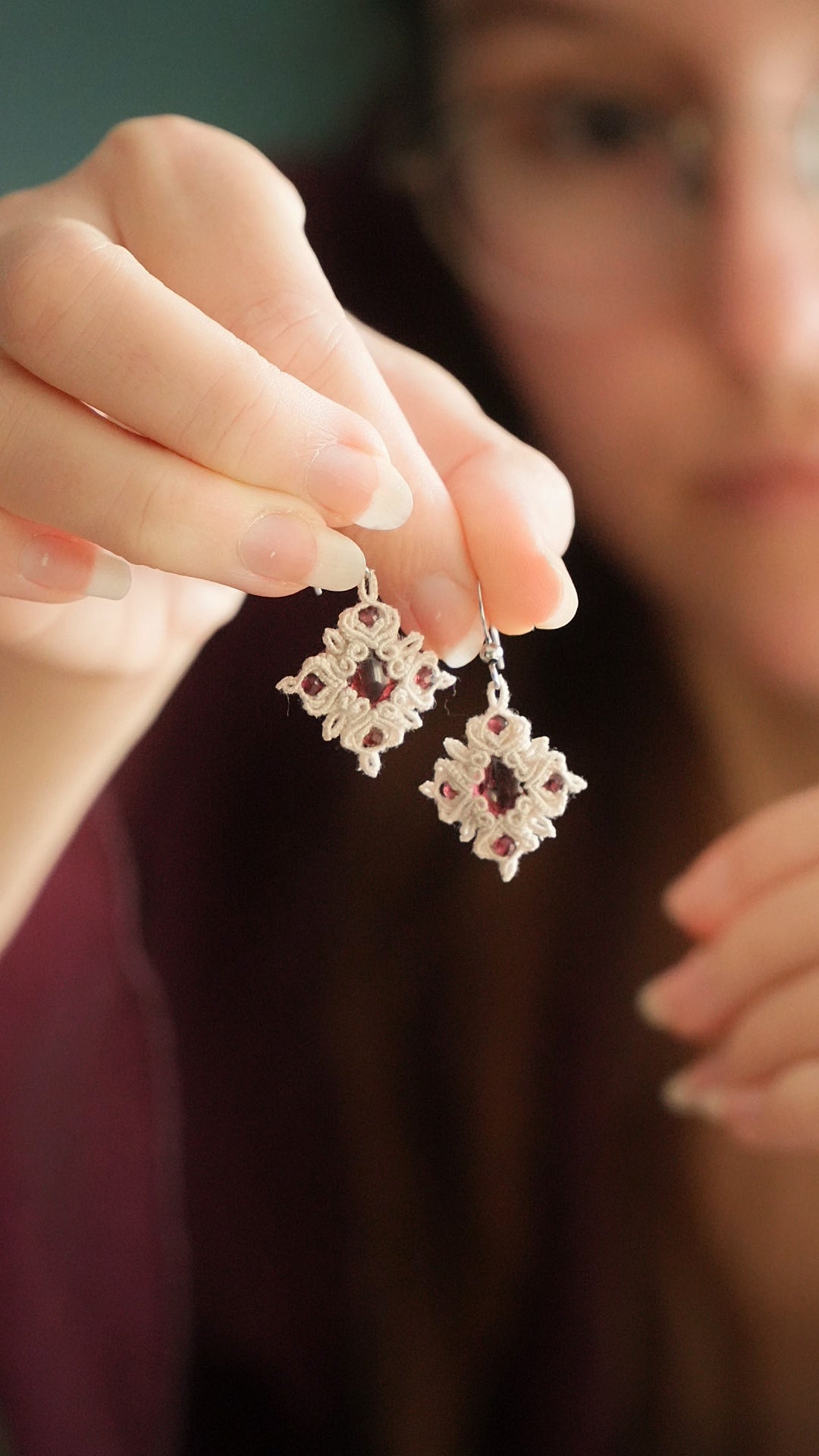 boucles d’oreilles artisanales micro macramé – Coton et Astrance