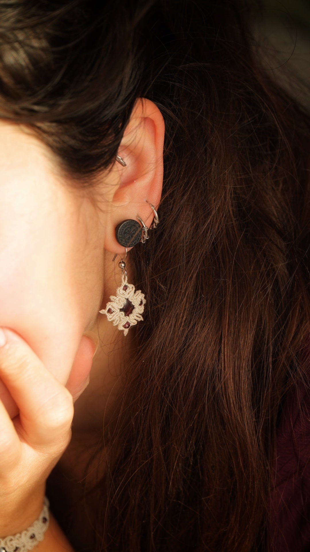 boucles d’oreilles artisanales micro macramé – Coton et Astrance