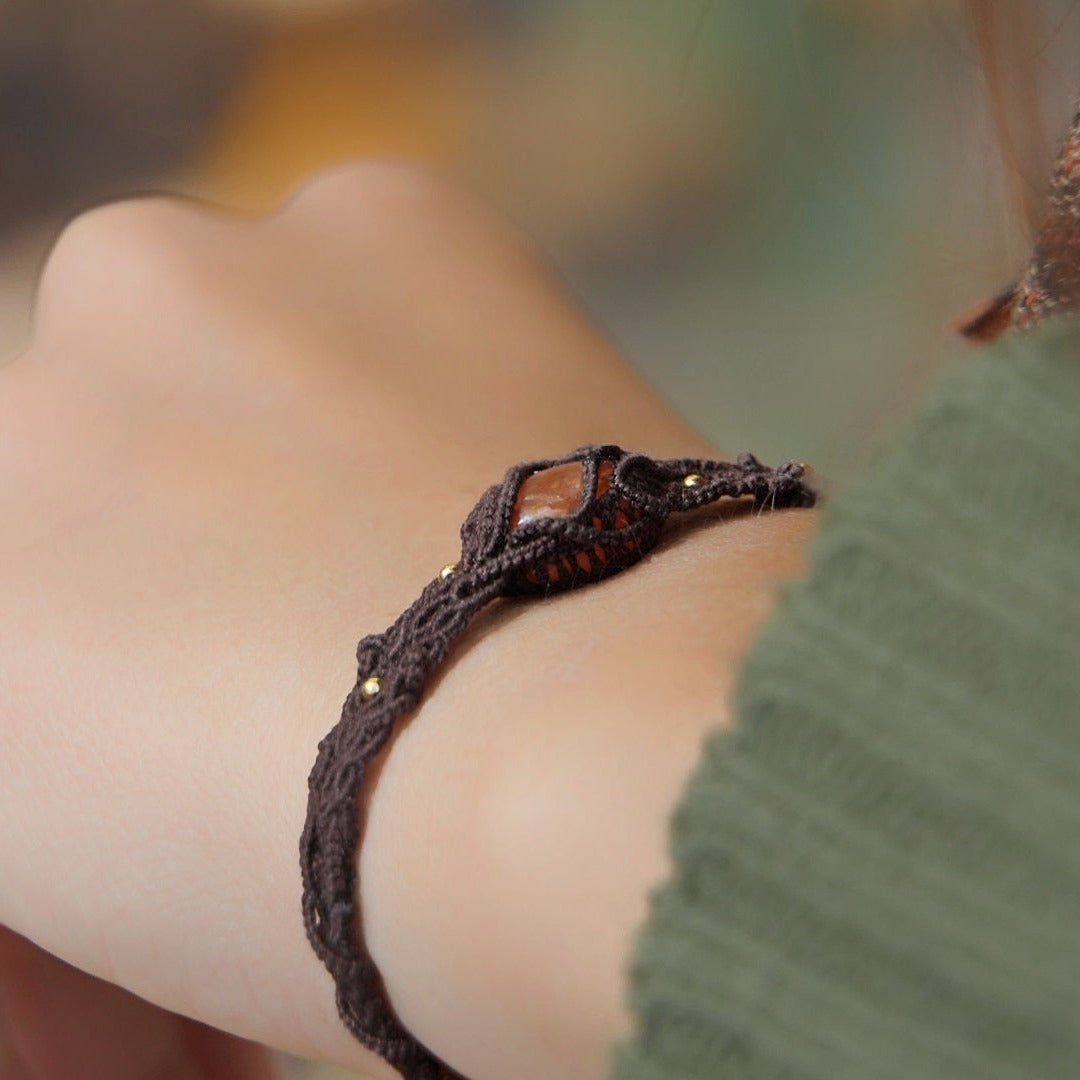 Création artisanale automne Lueurs d’Automne – bijou en pierre naturelle. Coton et Astrance