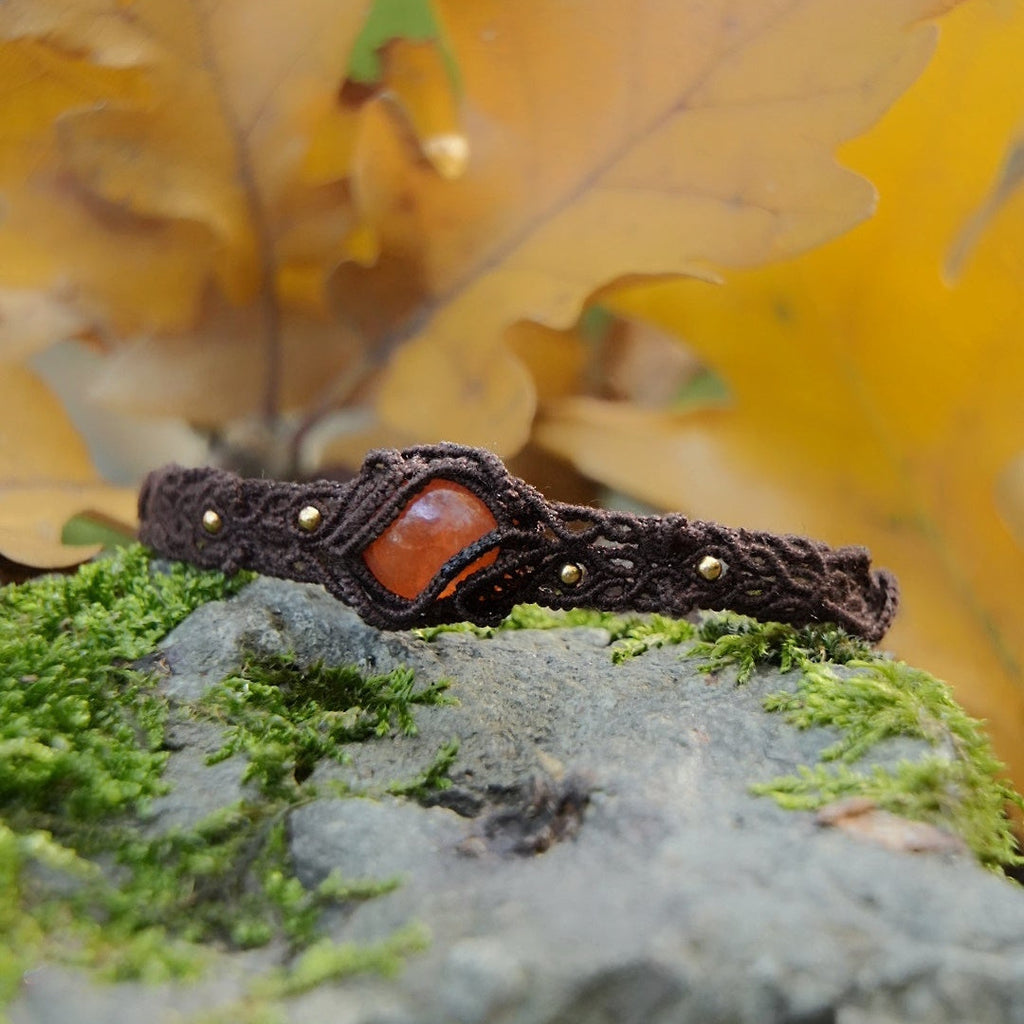 Bracelet elfique en coton marron foncé pour femme, réglable. Coton et Astrance