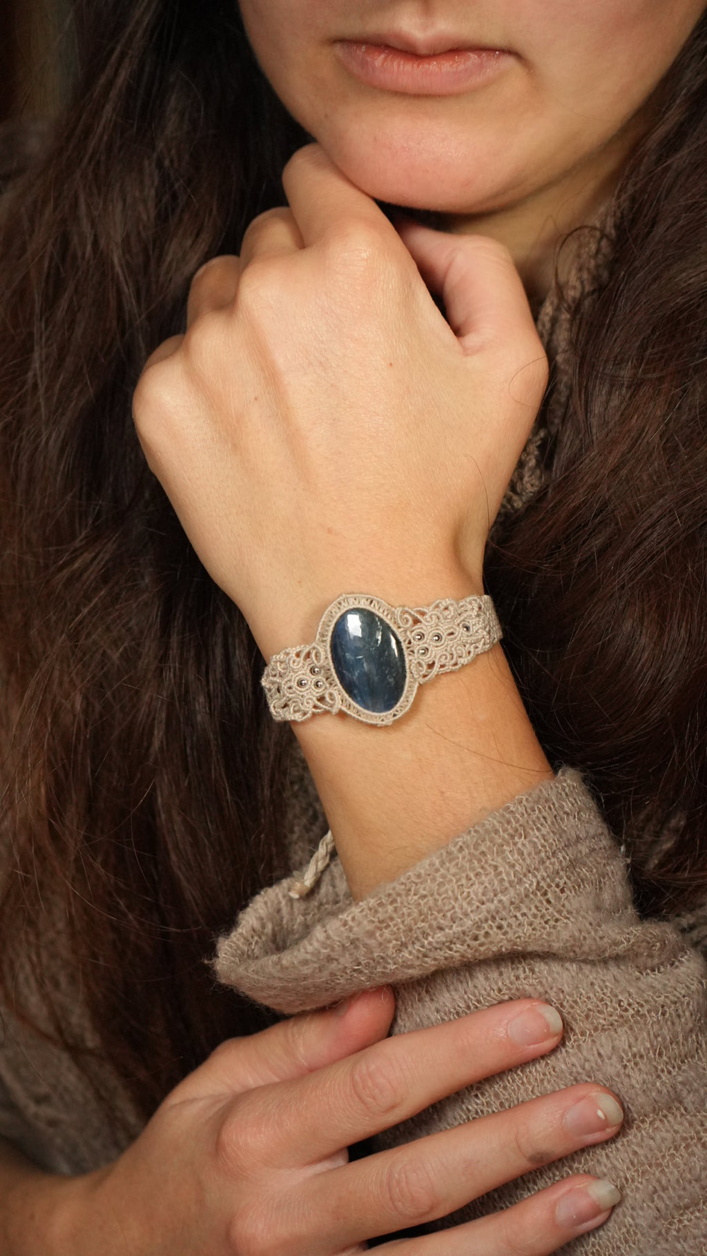 Bracelet elfique hivernal en pierre naturelle Coton et Astrance