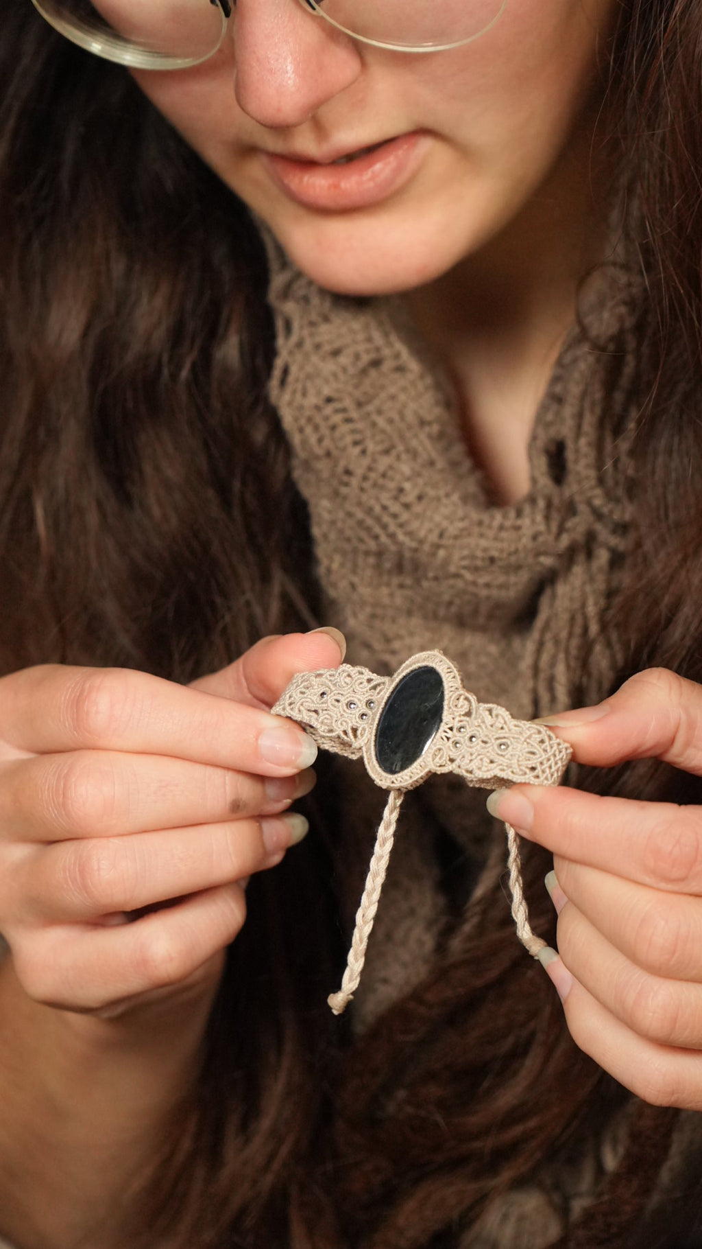 Bracelet elfique hivernal en pierre naturelle Coton et Astrance