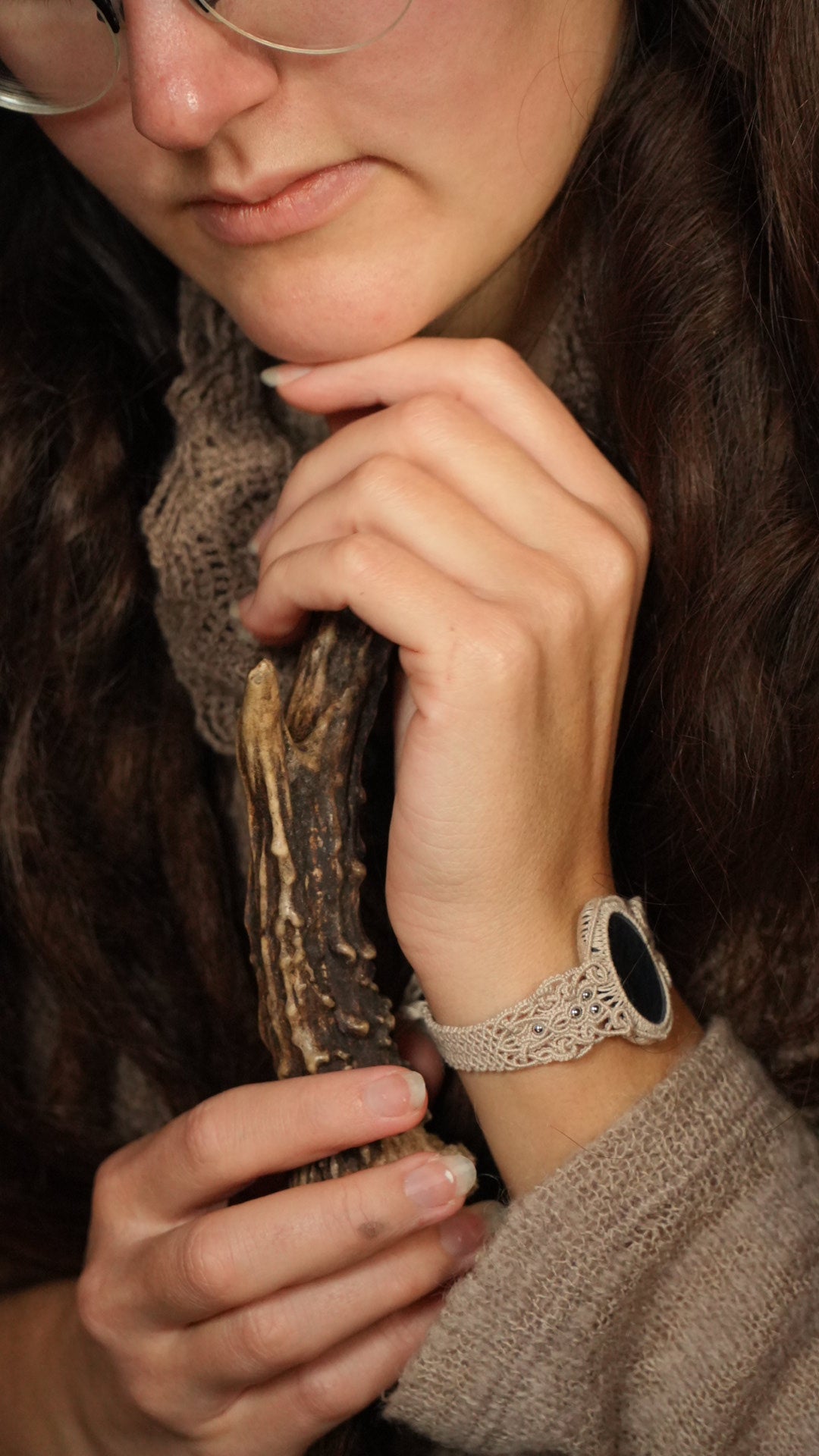 Manchette réglable en coton naturel et acier inoxydable Coton et Astrance