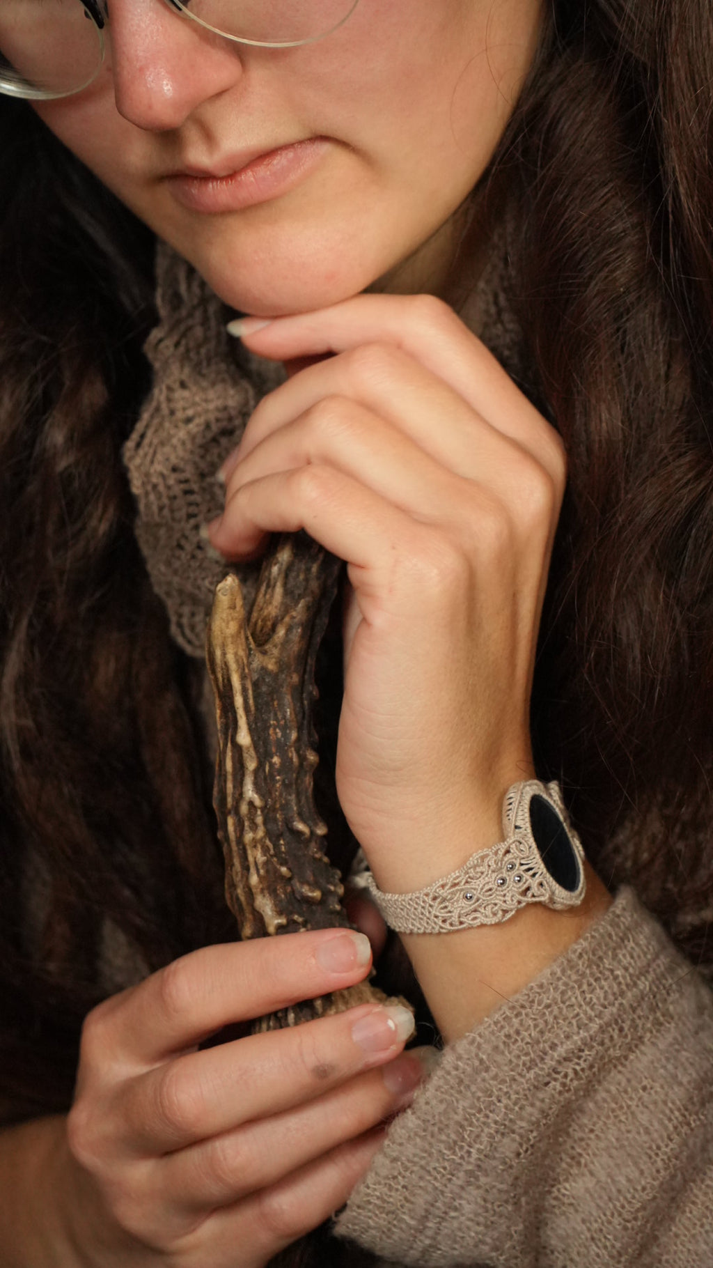 Manchette réglable en coton naturel et acier inoxydable Coton et Astrance