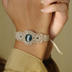 Bracelet bohème elfique et celtique en fil de coton et pierre d’apatite, Coton et Astrance