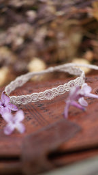 Bracelet micro macramé quartz rose et perles de verre fait main par Coton et Astrance 