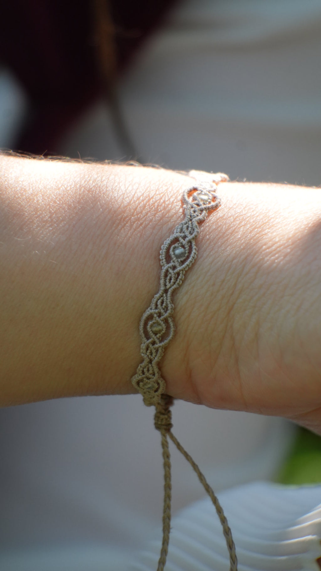 Bracelet phrénite minimaliste micro macramé - Coton & Astrance