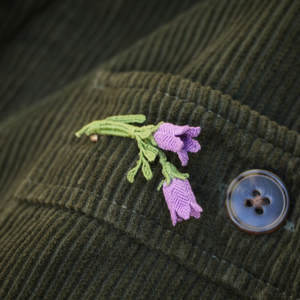 Broche Campanule en micro macramé – Accessoire sac floral bohème elfique - Coton & Astrance