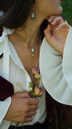 Collier pierre de lune et dentelle textile – Coton et Astrance