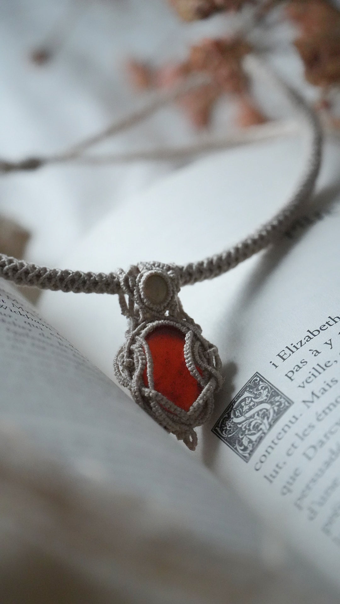 Collier réglable pierre naturelle pour mariage et festival- Coton & Astrance