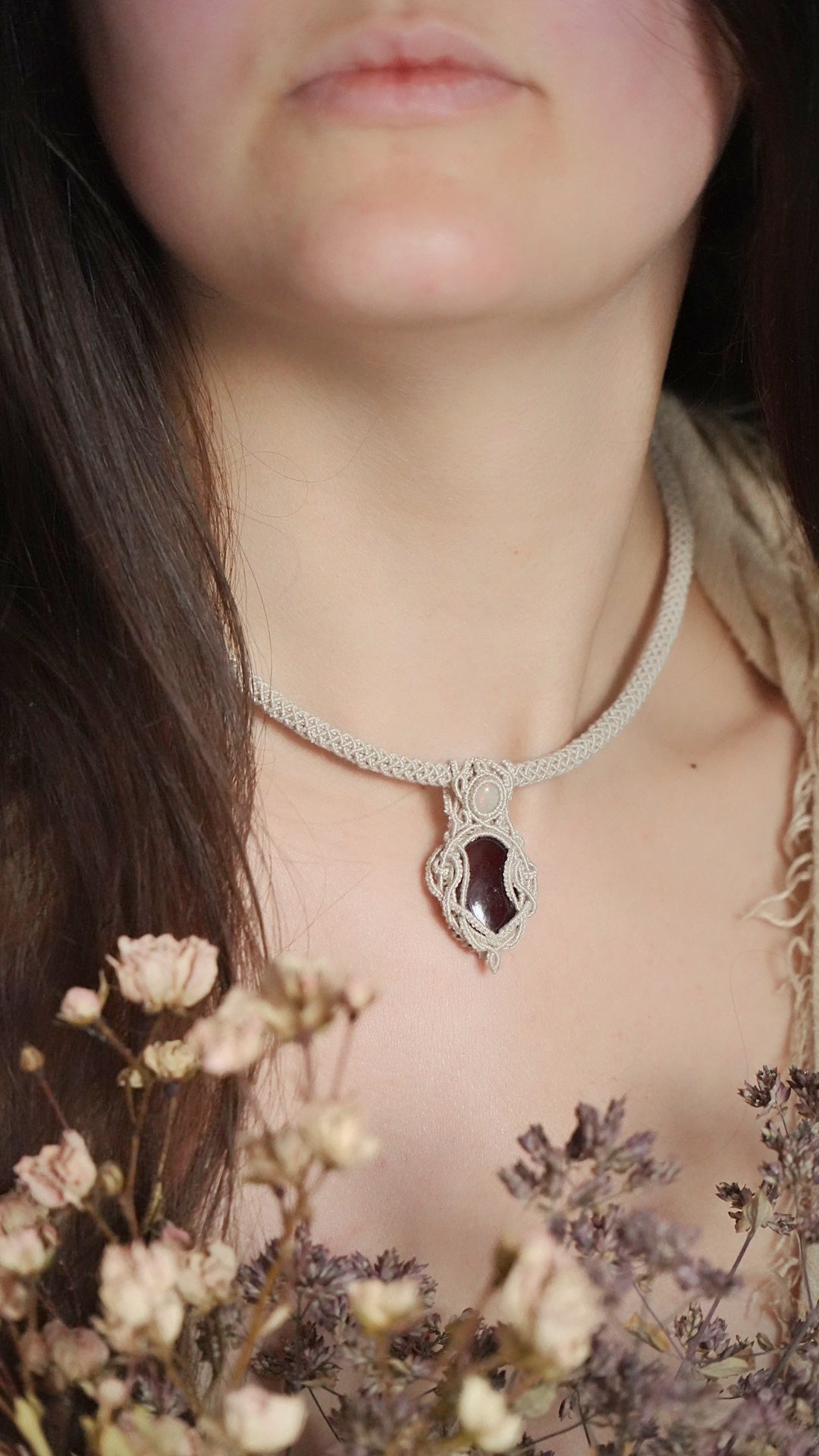 Collier réglable pierre naturelle pour mariage et festival - Coton & Astrance