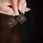 Boucles d’oreilles tenues dans une main - Coton et Astrance