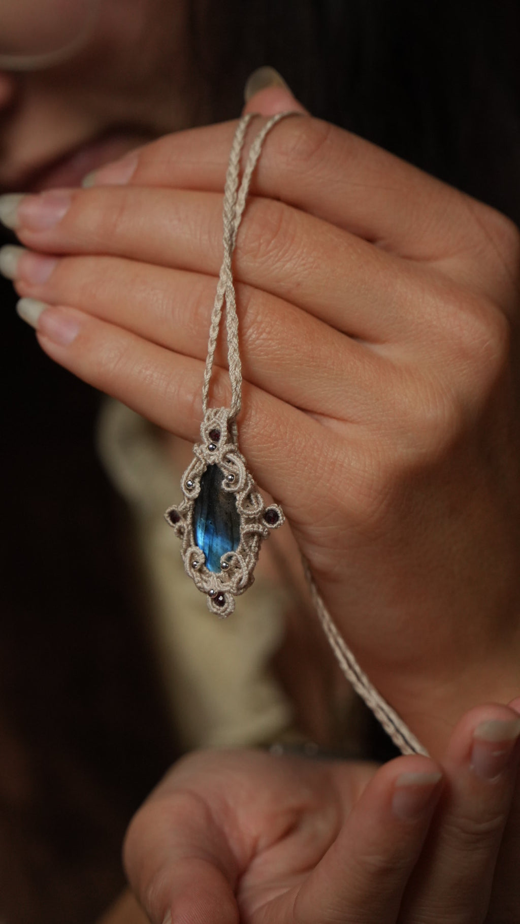 Bijou fairycore bohème en labradorite marquise Coton et Astrance