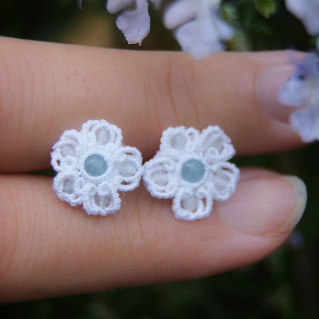 Boucles d’oreilles minimalistes mariage bohème chic, Coton et Astrance