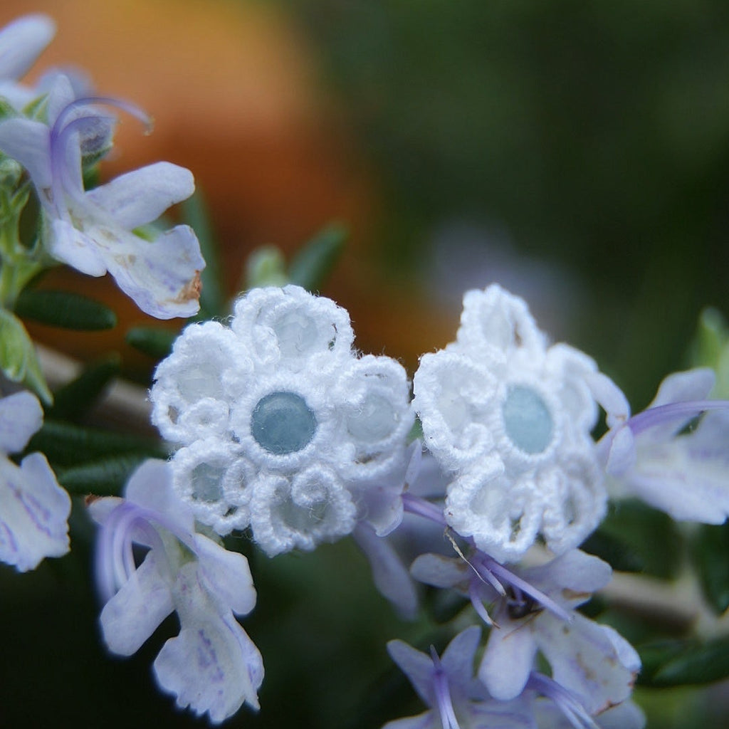 Boucles d’oreilles minimalistes mariage bohème chic, Coton et Astrance
