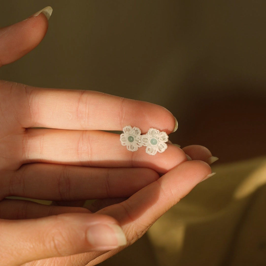 Boucles d’oreilles minimalistes mariage bohème chic, Coton et Astrance