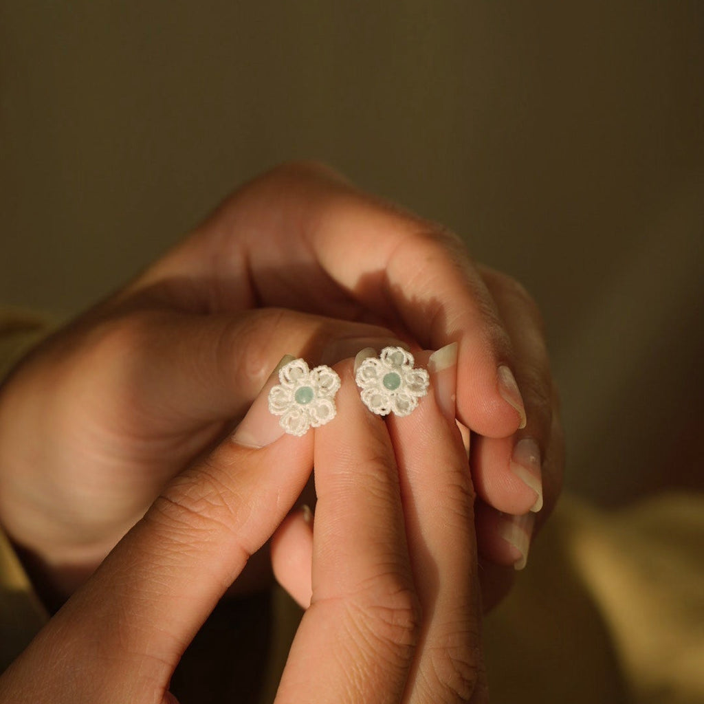 Boucles d’oreilles minimalistes mariage bohème chic, Coton et Astrance