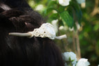 Barrette à Cheveux Macramé et Épingle à Cheveux en Bois de Frêne et Nacre - Coton & Astrance