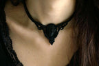 Collier Ras-de-Cou Gothique en Microm acramé avec Agate Noire - Coton & Astrance