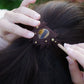 Barrette à Cheveux en Micro macramé Bois de Pommier et Œil de Tigre - Coton & Astrance