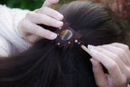 Barrette à Cheveux en Micro macramé Bois de Pommier et Œil de Tigre - Coton & Astrance