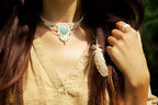 Collier en Micro Macramé avec Amazonite Turquoise et Perles de Nacre - Coton & Astrance