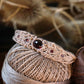 Bracelet Réglable en Micro Macramé avec Grenat Hessonite rouge - Coton & Astrance