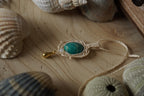 Collier Sautoire Micro Macramé avce Amazonite, Nacre & Goutte Doré - Coton & Astrance
