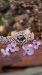 Bracelet elfique en micro macramé quartz fumé - Coton & Astrance