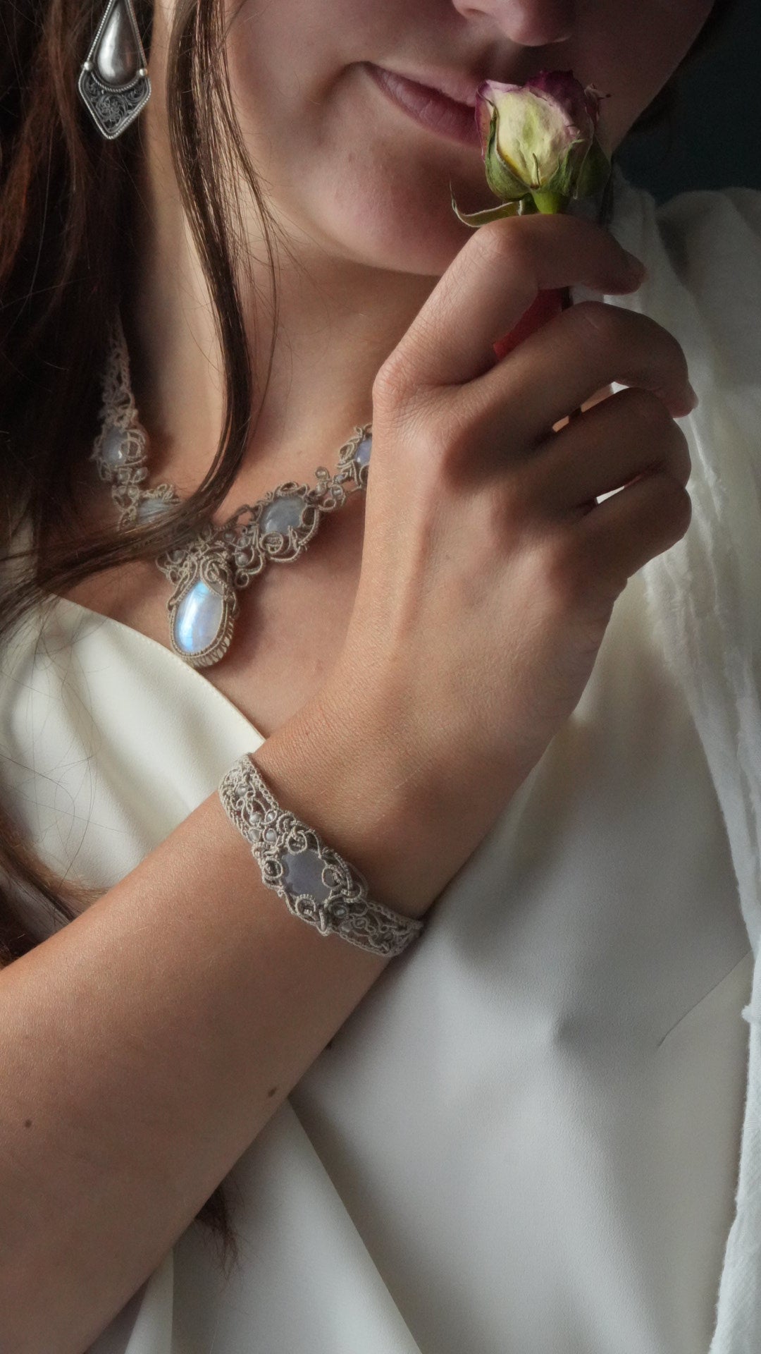 Parure pierre de lune pour mariage elfique (lot de 2) - Coton & Astrance