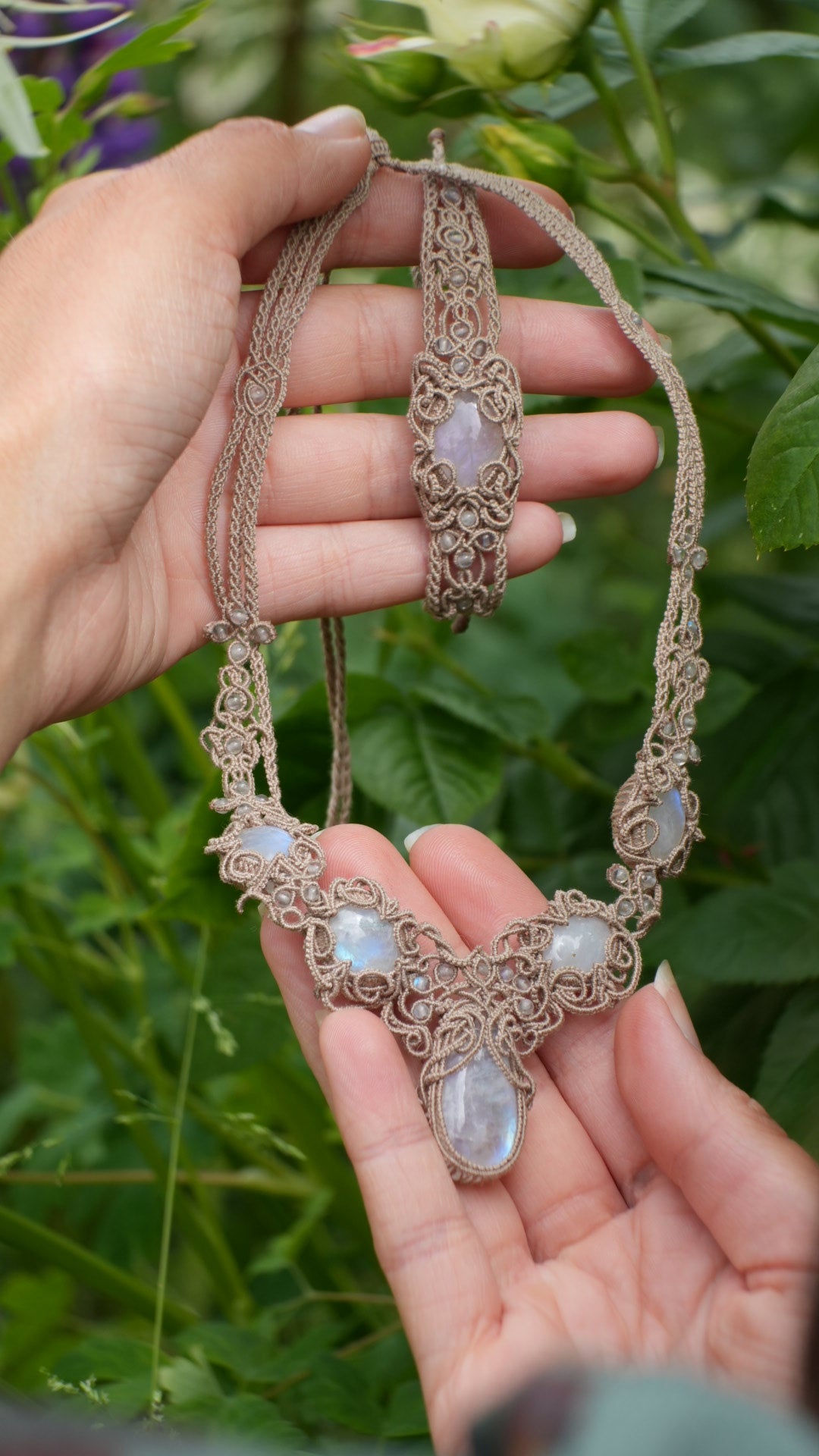Parure pierre de lune pour mariage elfique (lot de 2) - Coton & Astrance